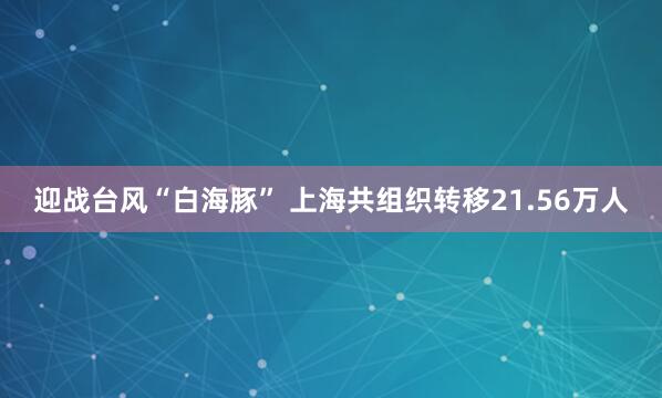 迎战台风“白海豚” 上海共组织转移21.56万人