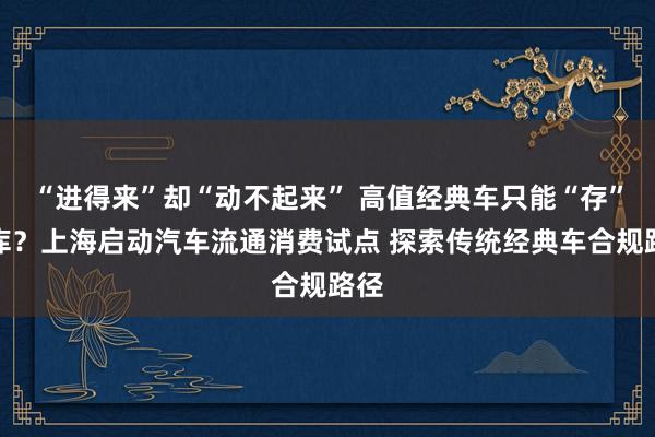 “进得来”却“动不起来” 高值经典车只能“存”仓库？上海启动汽车流通消费试点 探索传统经典车合规路径