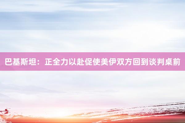 巴基斯坦:正全力以赴促使美伊双方回到谈判桌前