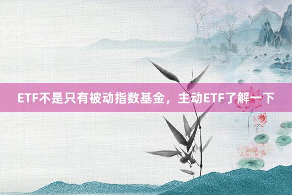 ETF不是只有被动指数基金，主动ETF了解一下