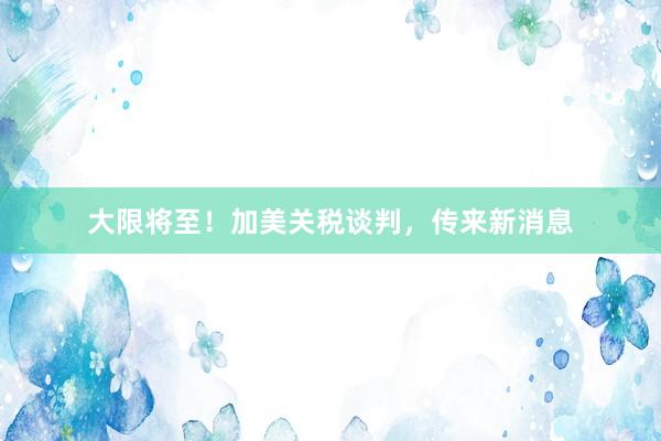 大限将至！加美关税谈判，传来新消息