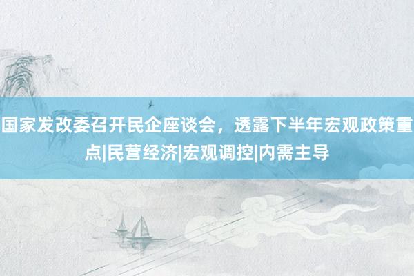 国家发改委召开民企座谈会，透露下半年宏观政策重点|民营经济|宏观调控|内需主导
