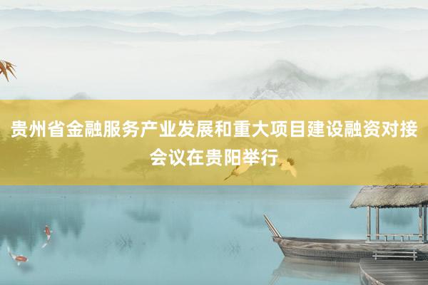 贵州省金融服务产业发展和重大项目建设融资对接会议在贵阳举行