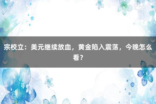 宗校立：美元继续放血，黄金陷入震荡，今晚怎么看？