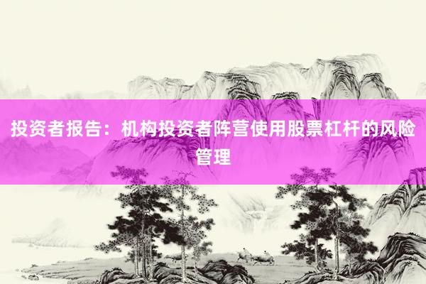 投资者报告：机构投资者阵营使用股票杠杆的风险管理