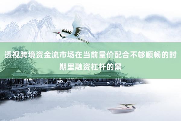 透视跨境资金流市场在当前量价配合不够顺畅的时期里融资杠杆的黑