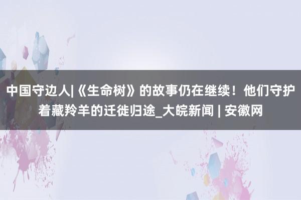 中国守边人|《生命树》的故事仍在继续！他们守护着藏羚羊的迁徙归途_大皖新闻 | 安徽网