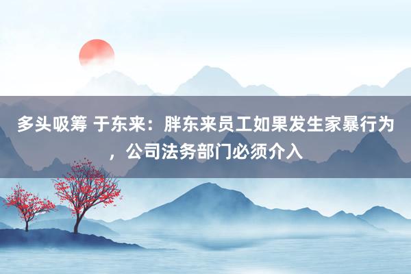 多头吸筹 于东来：胖东来员工如果发生家暴行为，公司法务部门必须介入
